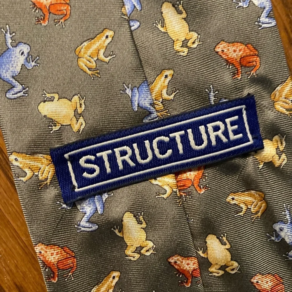 Green Tree Frog Silk Tie Vintage